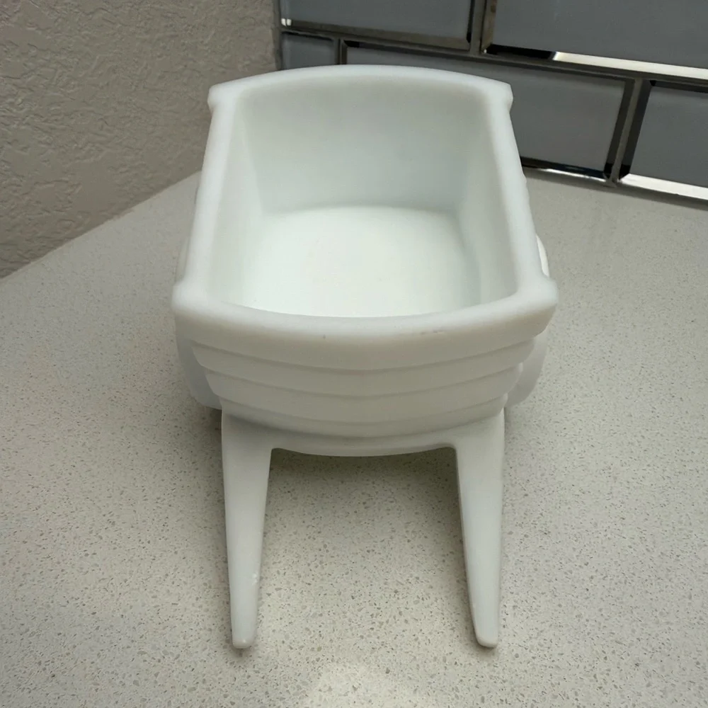 Vintage Fenton White Satin Donkey With Cart RARE